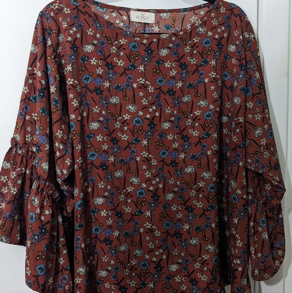 Floral print blouse ruffle sleeves - Picture 1 of 2